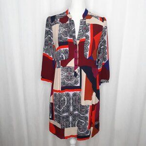 Anthropologie Maeve Taryn Patchwork Shirt Midi Dress 70's Vibe